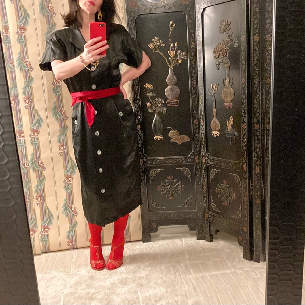Vintage 1980’s Silky Shiny Shirt Dress